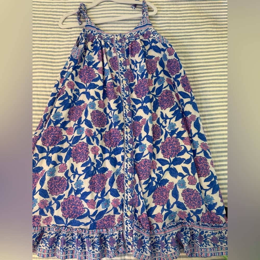 Vineyard Vines Girls Hydrangea Block Print Dress